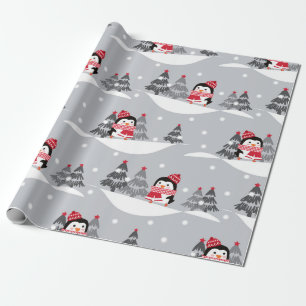 Papier Cadeau Motif de Noël du mignon Penguin