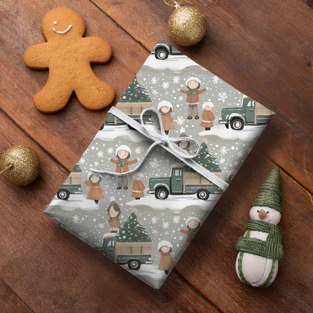 Papier Cadeau Motif de Noël Earth Tones #2 ID1009 (Créateur téléchargé)
