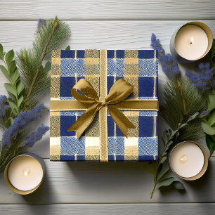 Papier Cadeau Motif de Noël en or bleu n° 7 ID1009