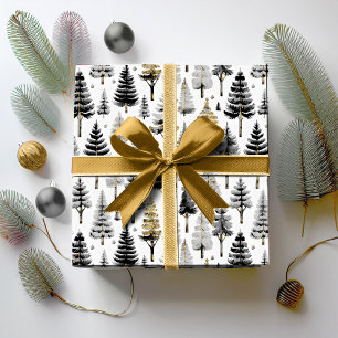 Papier Cadeau Motif de Noël en or noir #26 ID1009