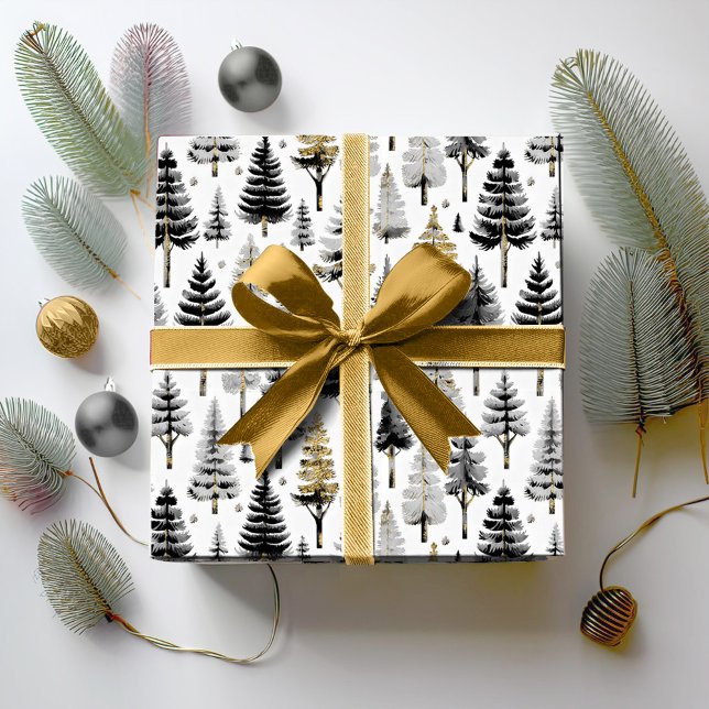 Papier Cadeau Motif de Noël en or noir #26 ID1009 (Créateur téléchargé)