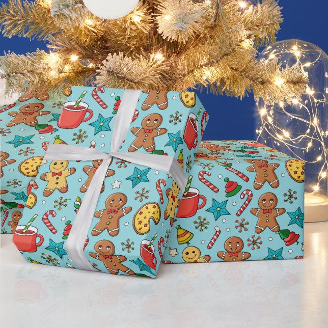 Papier Cadeau Motif de Noël en pain d'épices mou (Vacances)