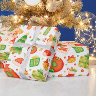 Papier Cadeau Motif de Noël festif et coloré