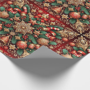 Papier Cadeau Motif de Noël Festif vintage