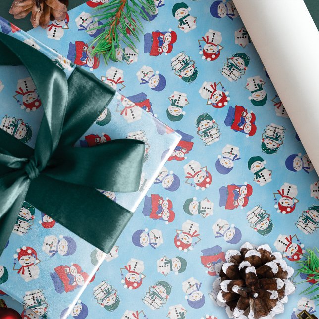Papier Cadeau Motif de Noël Festive Snowmen (Créateur téléchargé)