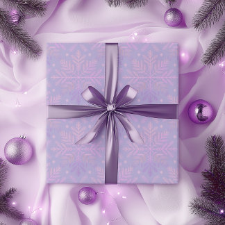 Papier Cadeau Motif de Noël Flocon de Neige Lilas Élégant