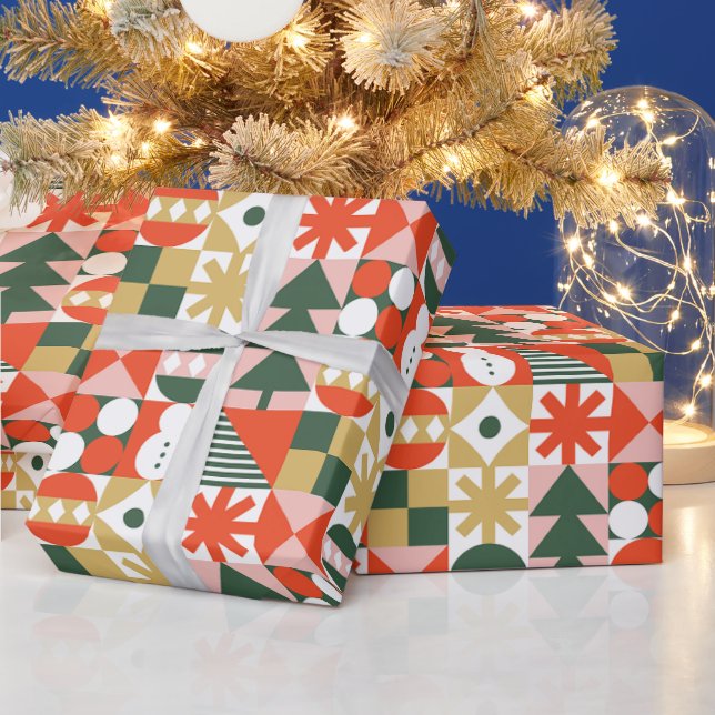 Papier Cadeau Motif de Noël géométrique Abstrait (Vacances)