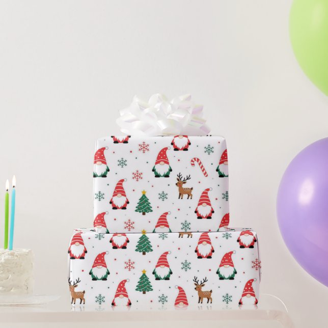 Papier Cadeau Motif de Noël Gnome Reindeer (Cadeaux de fête)