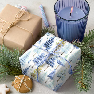 Papier Cadeau Motif de Noël Gold bleu#26 ID1009