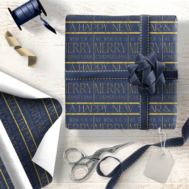 Papier Cadeau Motif de Noël Gold bleu#34 ID1009 (Créateur téléchargé)