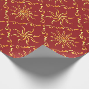 Papier Cadeau Motif de Noël Golden Sun