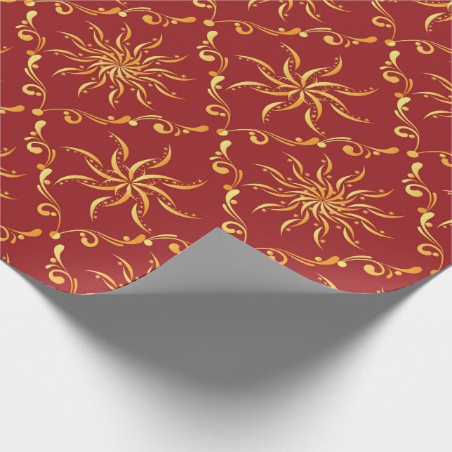 Papier Cadeau Motif de Noël Golden Sun (Coin)
