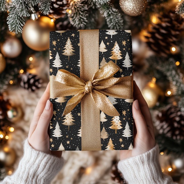Papier Cadeau Motif de Noël luxueux en or, argent (Créateur téléchargé)