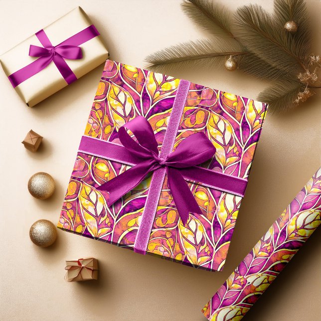 Papier Cadeau Motif de Noël Magenta Gold#21 ID1009 (Créateur téléchargé)