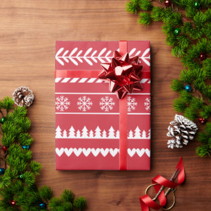 Papier Cadeau Motif de Noël moderne Rouge