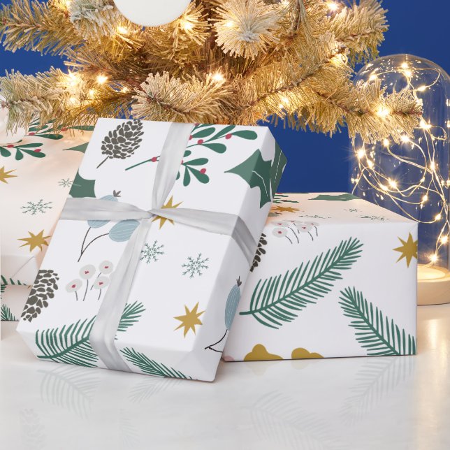 Papier Cadeau Motif de Noël moderne surdimensionné (Vacances)