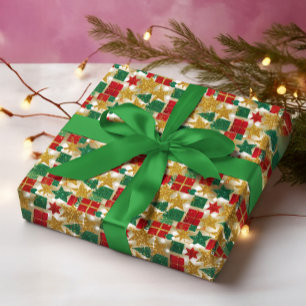 Papier Cadeau Motif de Noël Pailleté