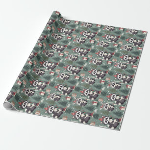 Papier Cadeau Motif de Noël Raccoon