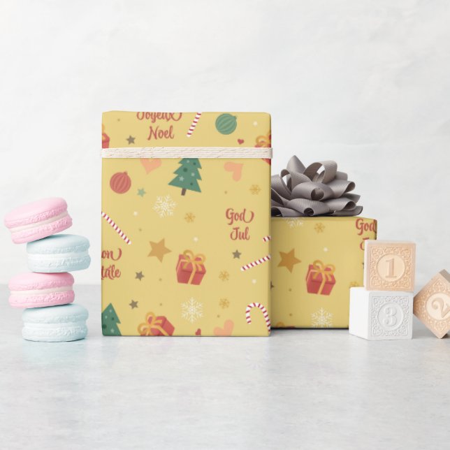 Papier Cadeau Motif de Noël rétroactif (Baby Shower)