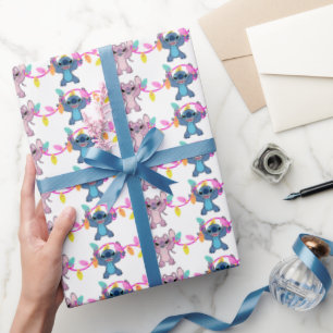 Papier Cadeau Motif de Noël Stitch & Angel - Un Duet de Vacances
