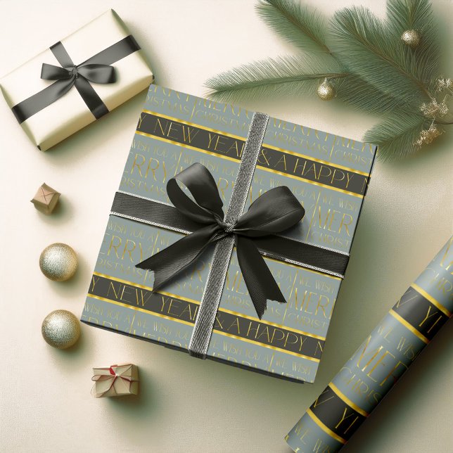 Papier Cadeau Motif de Noël Vert Or #35b ID1009 (Créateur téléchargé)