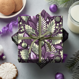 Papier Cadeau Motif de Noël vert violet #22 ID1009