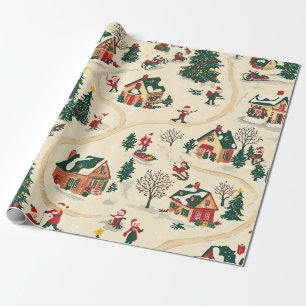 Papier Cadeau Motif de Noël vintage Woodland (18)