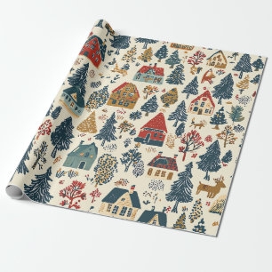 Papier Cadeau Motif de Noël vintage Woodland (20)