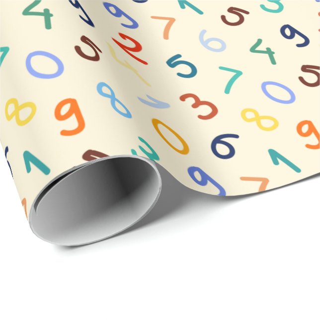 Papier Cadeau Motif de nombre de couleurs précises (Coin rond)
