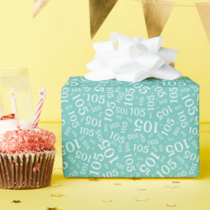 Papier Cadeau Motif de nombres aléatoires bleu sarcelle et blanc