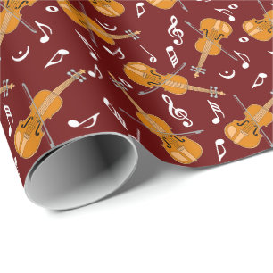 Papier Cadeau Motif de notes de musique violon