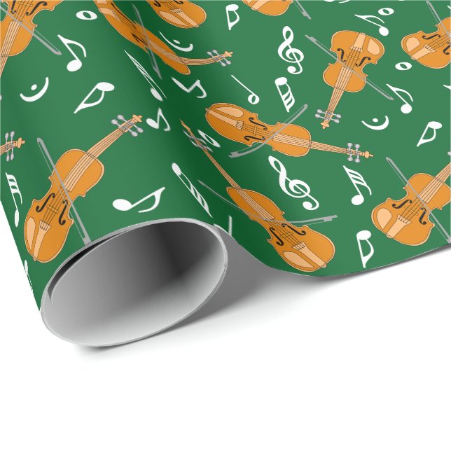 Papier Cadeau Motif de notes de musique violon (Coin rond)