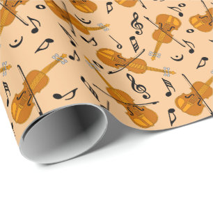 Papier Cadeau Motif de notes de musique violon