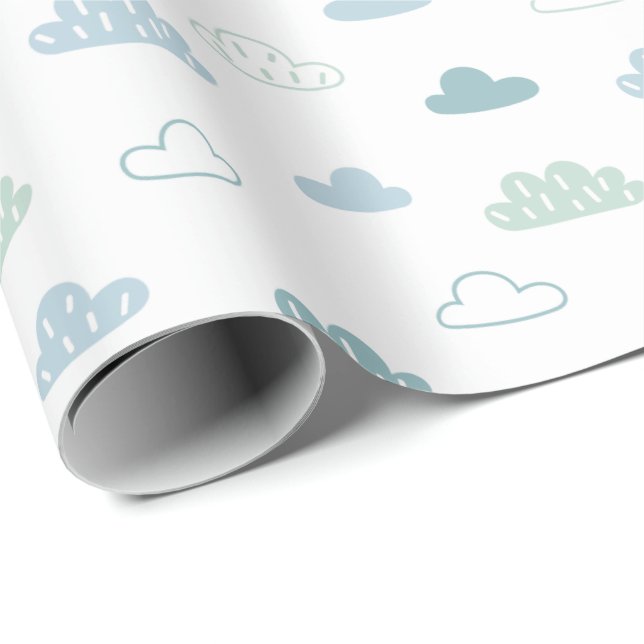 Papier Cadeau Motif de nuage à main levée (Coin rond)
