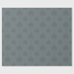 Papier Cadeau Motif de palmier minimal bleu gris tropical