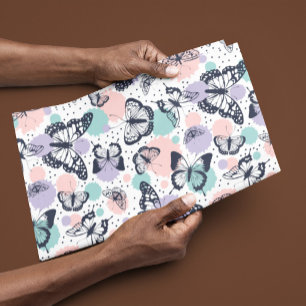 Papier Cadeau Motif de papillons rétro coloré