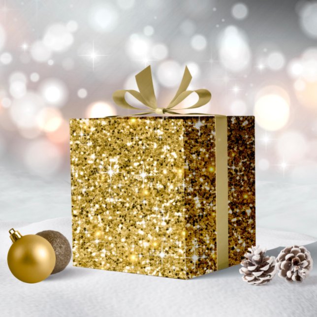 Papier Cadeau Motif de Parties scintillant noir Jaune foncé Gold (Créateur téléchargé)