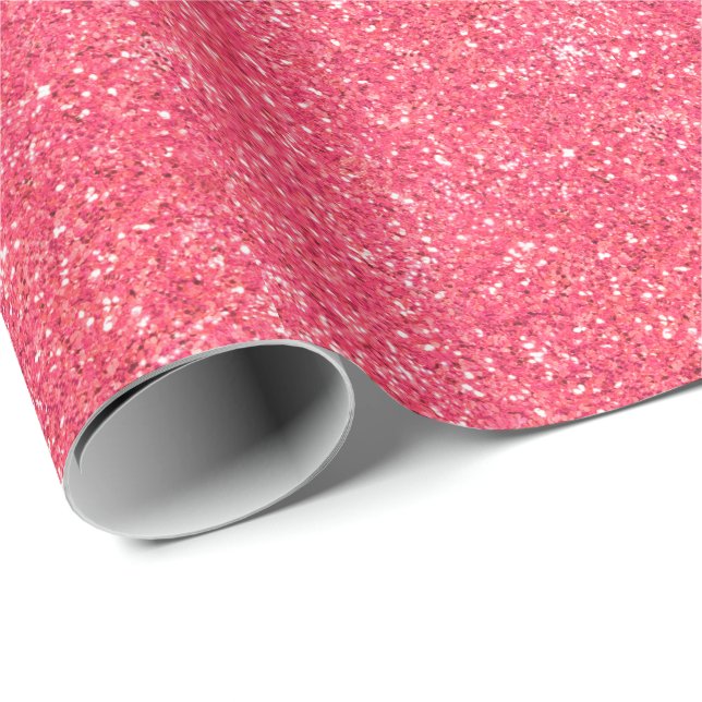 Papier Cadeau Motif de parties scintillant pétillant rose (Coin rond)