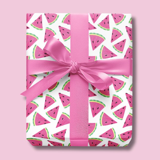 Papier Cadeau Motif de pastèque tropicale (Colorful pink watermelon wrapping paper rolls perfect for girls birthdays and baby showers.)