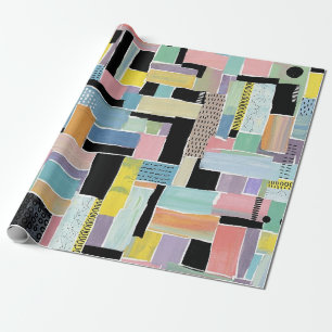 Papier Cadeau Motif de patchwork abstrait coloré (2)