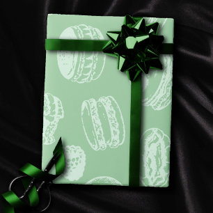 Papier Cadeau Motif de pâtisseries françaises   Neo Mint Green S