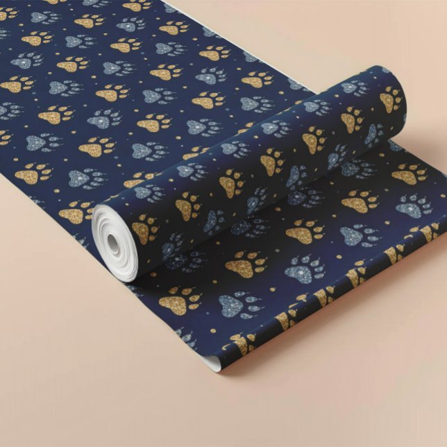 Papier Cadeau Motif de pattes de chien à la citrouille pour quat (Créateur téléchargé)