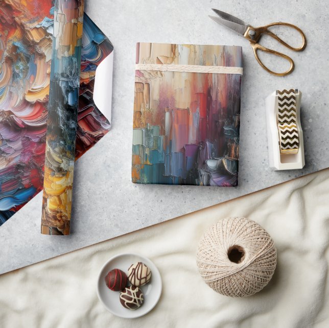 Papier Cadeau Motif de peinture épaisse texturé Abstrait (Artisanat)