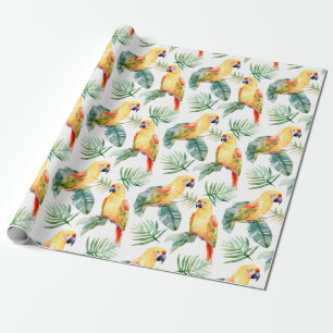 Papier Cadeau Motif de perroquet tropical coloré