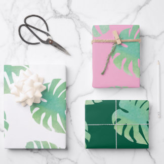 Papier Cadeau Motif de petite feuille de Monstera Plantes tropic