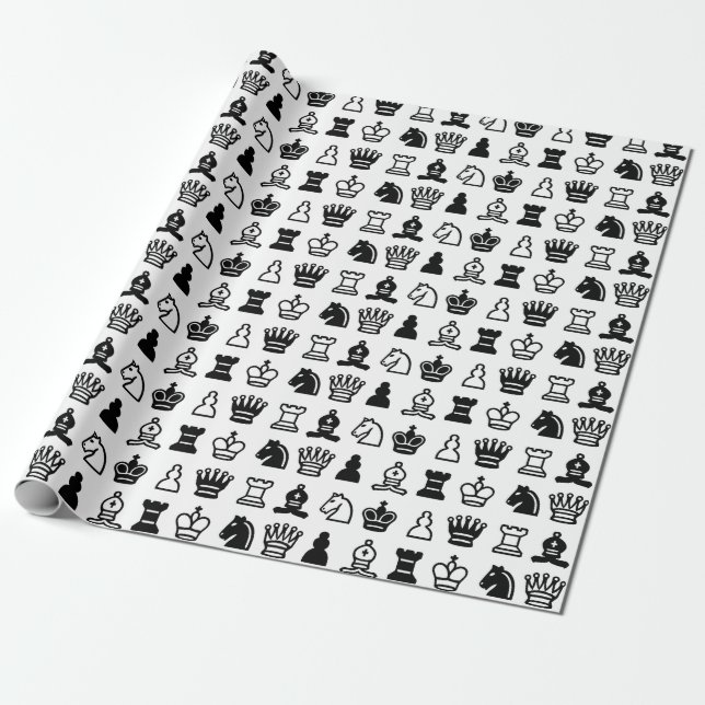 Papier Cadeau Motif de pièce d'échecs (Déroulé)