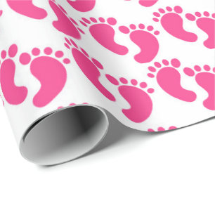 Papier Cadeau Motif de pieds de bébé en carrelage rose mignon