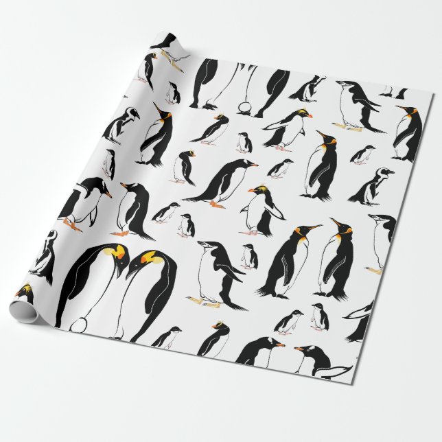 Papier Cadeau Motif de pingouins (Déroulé)