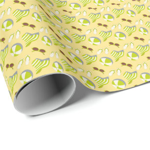 Papier Cadeau Motif de plage avec lunettes de soleil et casquett