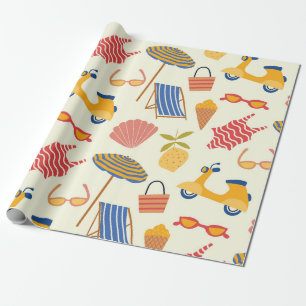 Papier Cadeau Motif de plage d'été italien La dolce Vita 